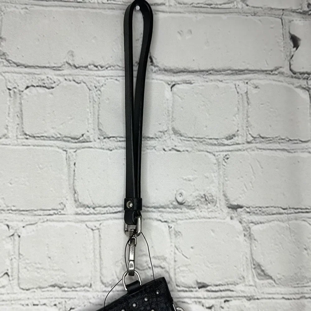 Etienne Aigner Black Leather Wristlet Clutch‎ Studded NEW with tags